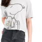 Camiseta com estampa gráfica do Snoopy Junior, cinza, tamanho P