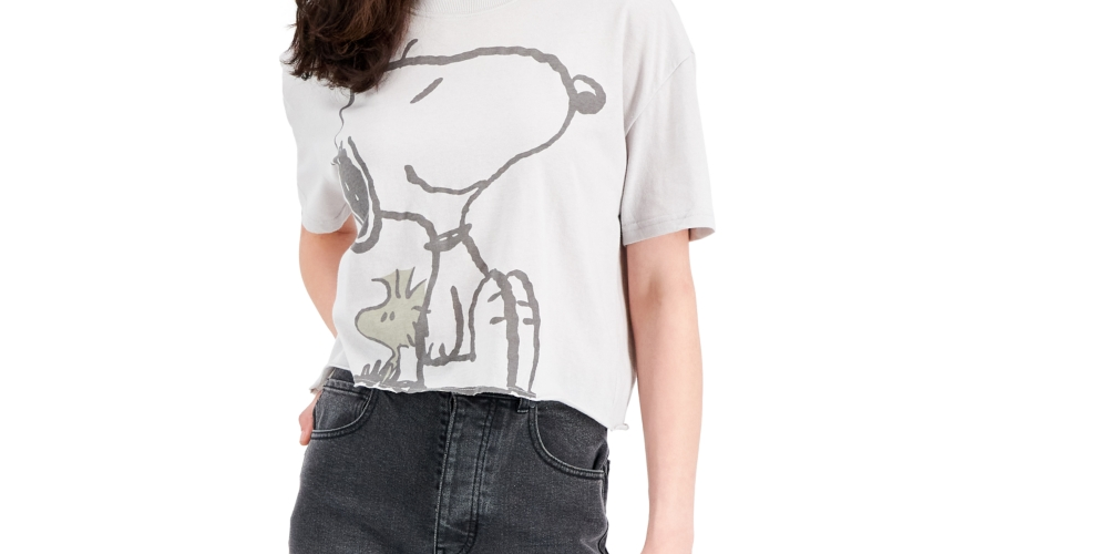 Camiseta com estampa gráfica do Snoopy Junior, cinza, tamanho P