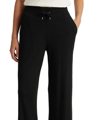 Calça térmica feminina Ralph Lauren com bolsos e cordão, preta, tamanho médio