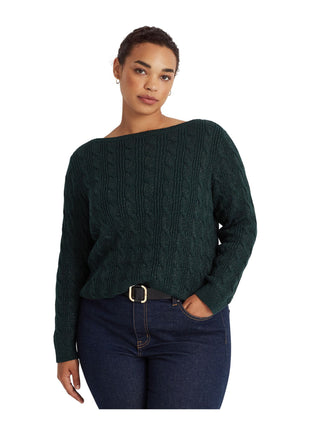 Suéter Ralph Lauren Feminino de Tricô com Decote Canoa Verde Tamanho 3X