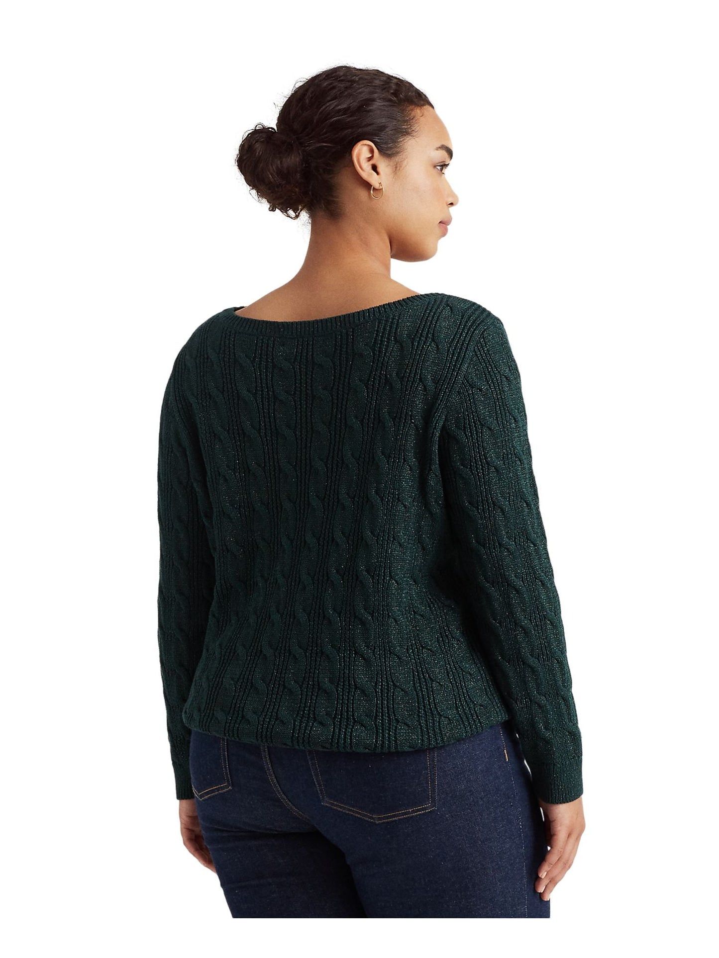 Suéter Ralph Lauren Feminino de Tricô com Decote Canoa Verde Tamanho 3X
