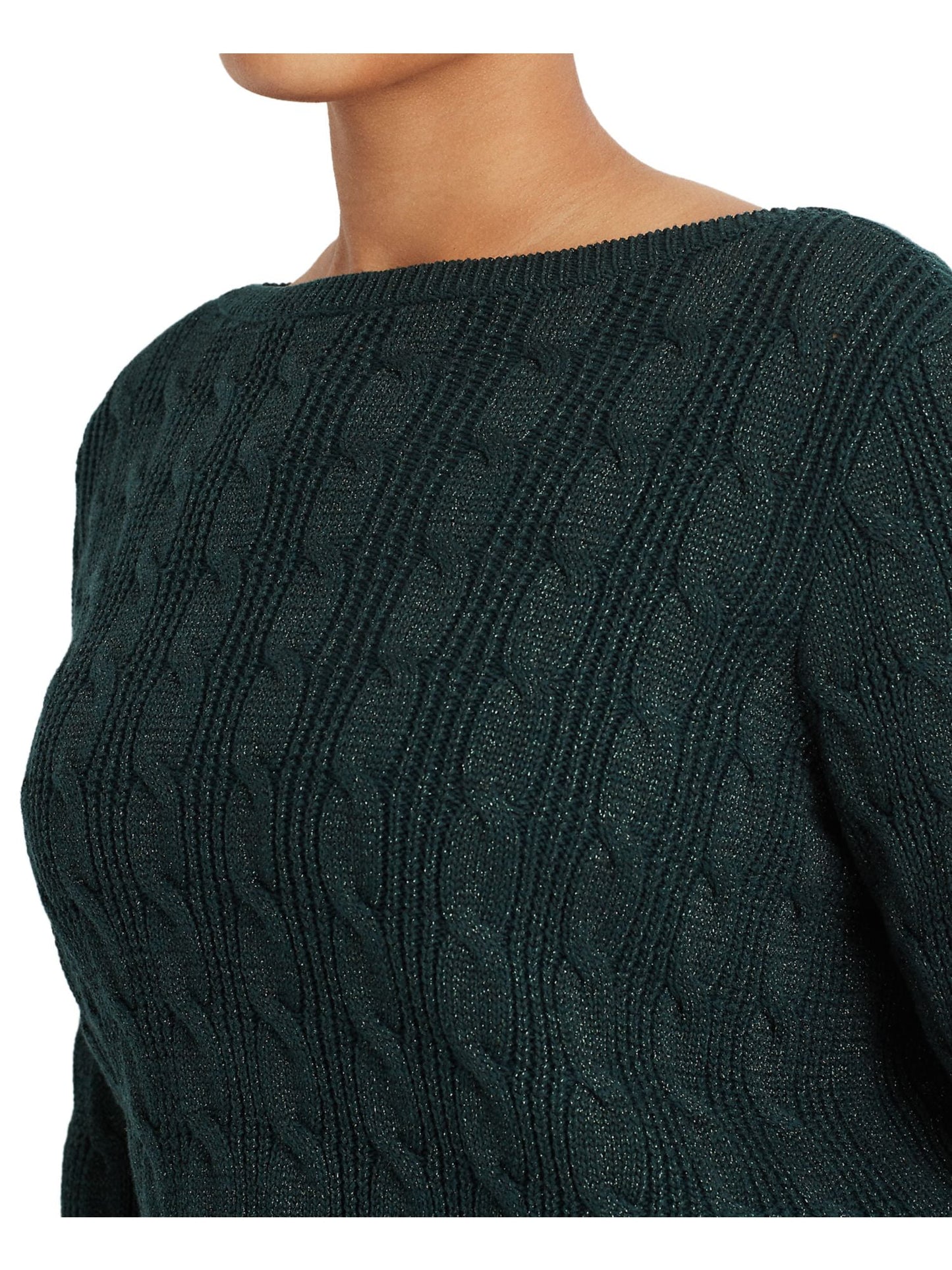 Suéter Ralph Lauren Feminino de Tricô com Decote Canoa Verde Tamanho 3X