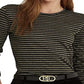 Camiseta Ralph Lauren Feminina Listrada Metálica Preta Tamanho P
