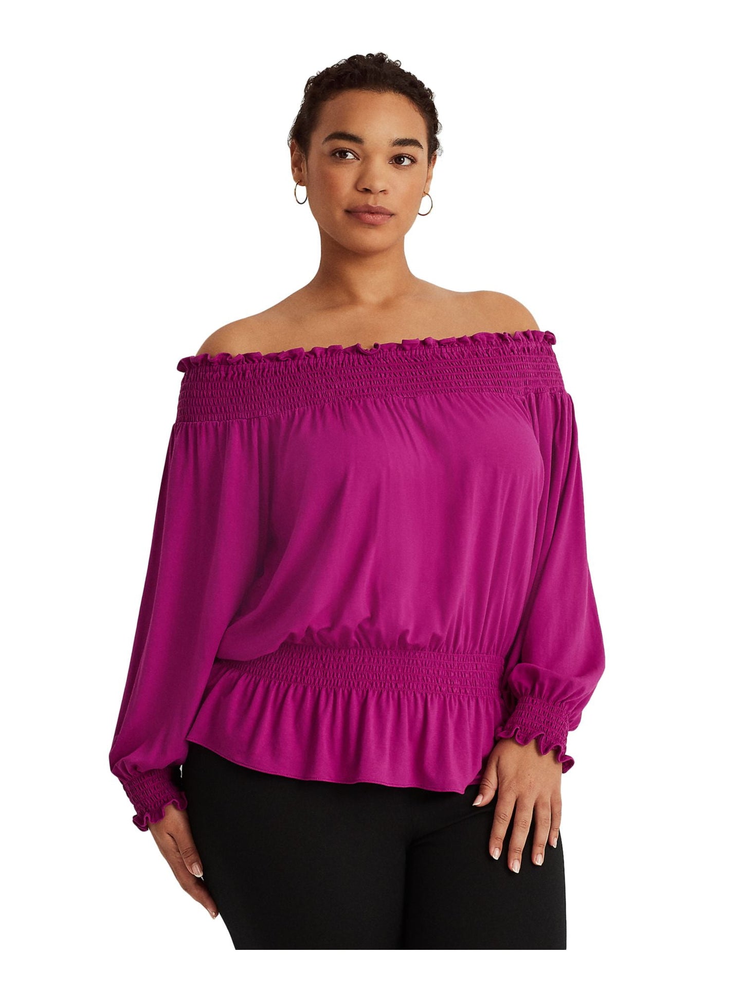 Camiseta Ralph Lauren Feminina Ombro a Ombro Roxa Tamanho 3X