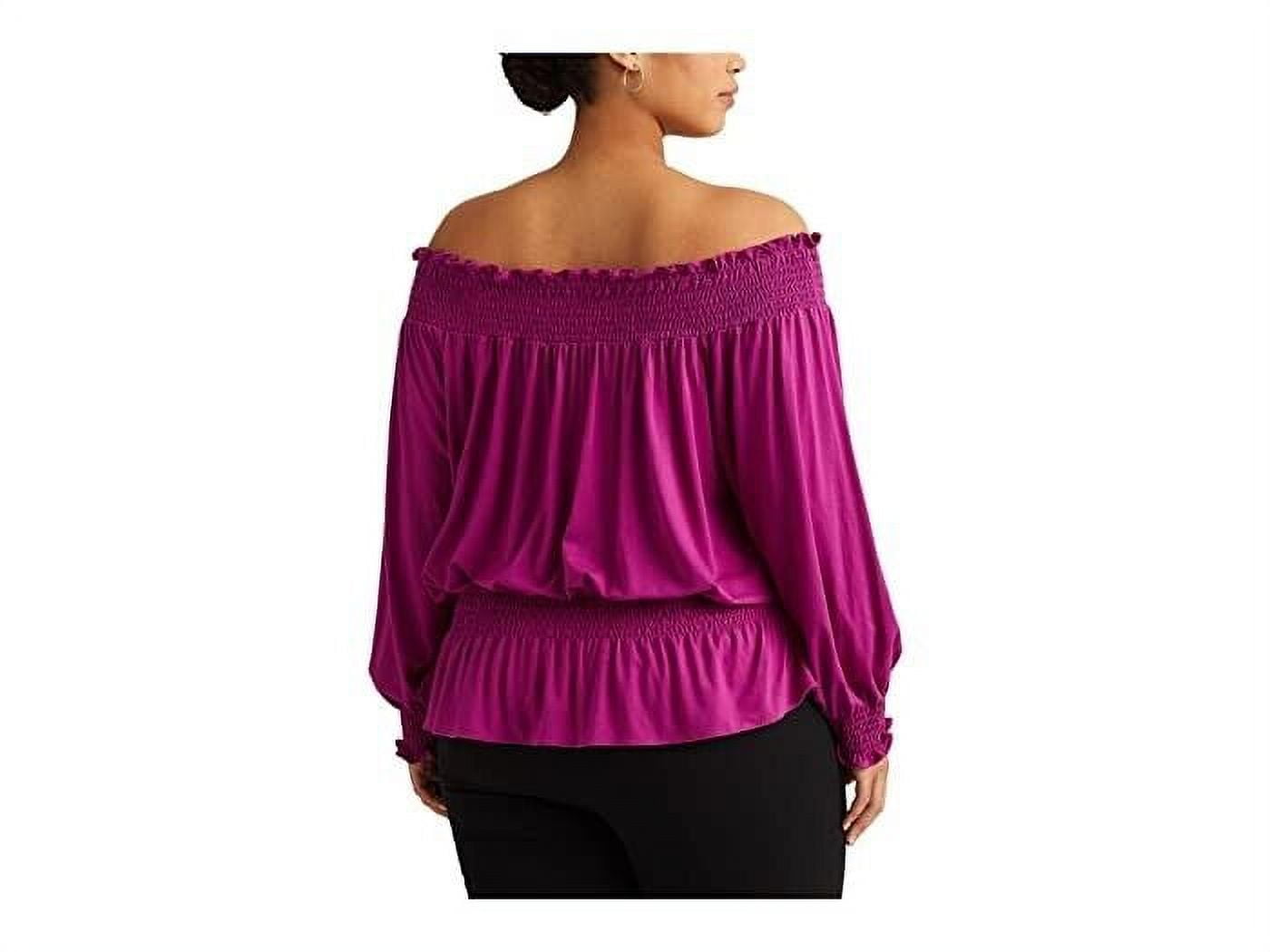 Camiseta Ralph Lauren Feminina Ombro a Ombro Roxa Tamanho 3X