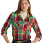 Camisa Ralph Lauren Feminina Xadrez Algodão Sarja Vermelha Tamanho 3X