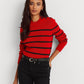 Suéter feminino listrado com gola falsa, tamanho pequeno, vermelho, Ralph Lauren