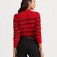 Suéter feminino listrado com gola falsa, tamanho pequeno, vermelho, Ralph Lauren