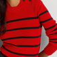 Suéter feminino listrado com gola falsa, tamanho pequeno, vermelho, Ralph Lauren