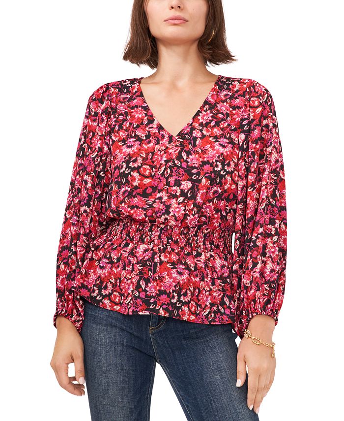 Blusa Peplum Estampada Feminina Vince Camuto Laranja Tamanho X-S