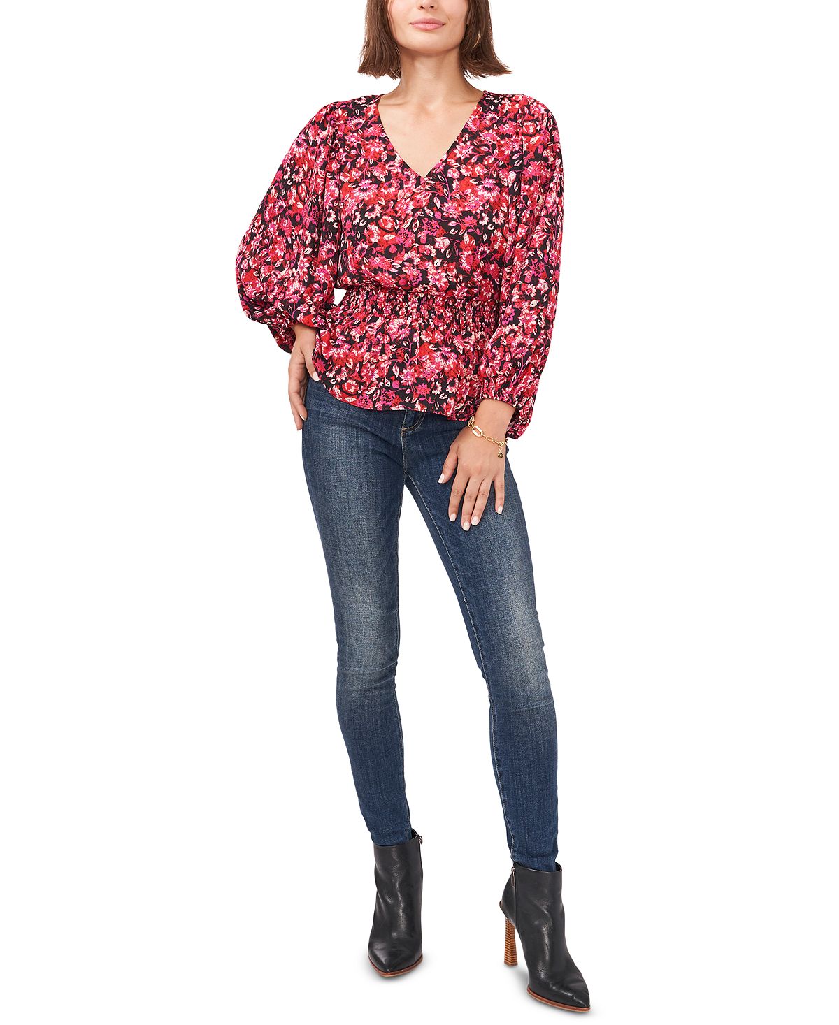 Blusa Peplum Estampada Feminina Vince Camuto Laranja Tamanho X-S