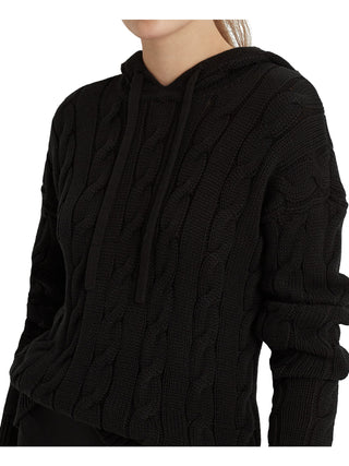 Suéter Ralph Lauren Feminino com Capuz e Cordão Canelado e Manga Longa, Preto, Tamanho Grande