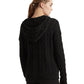 Suéter Ralph Lauren Feminino com Capuz e Cordão Canelado e Manga Longa, Preto, Tamanho Grande