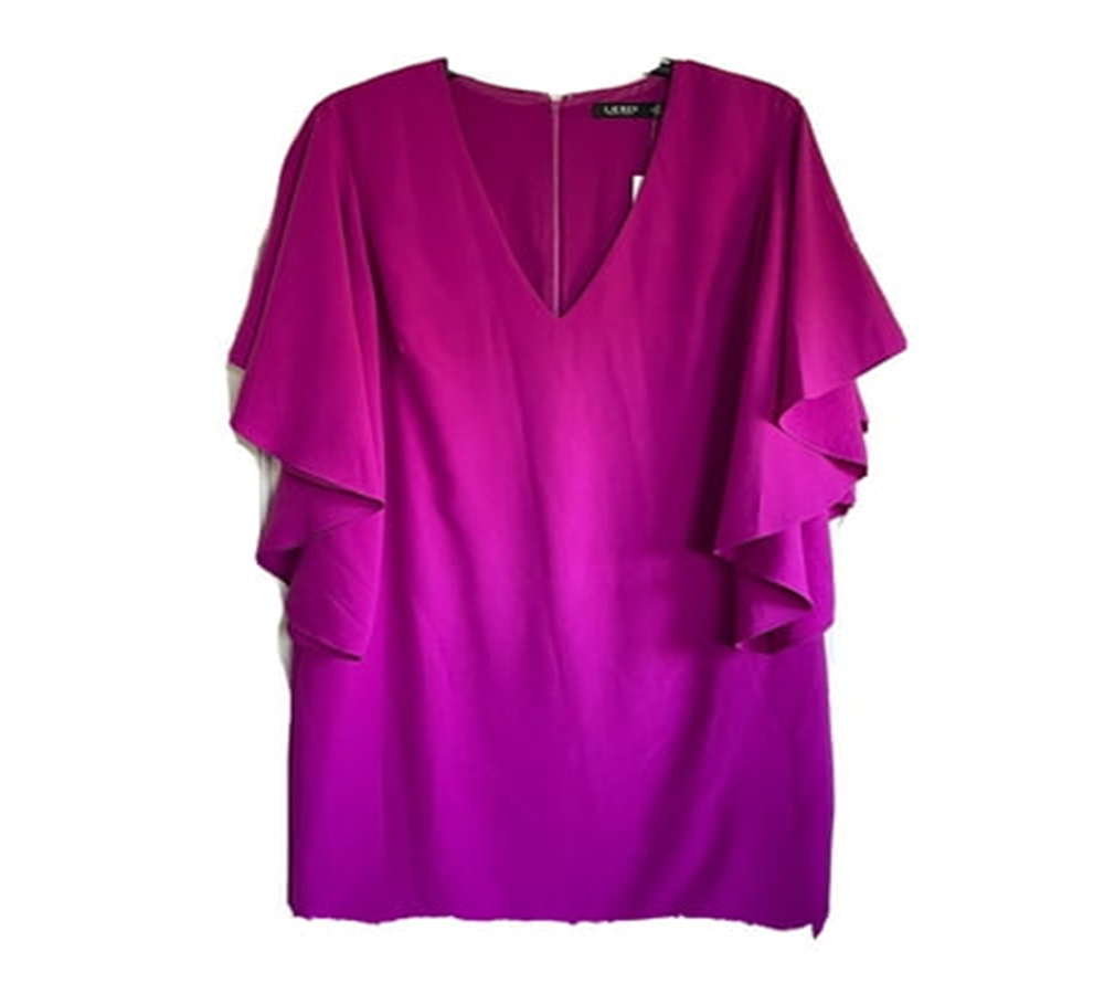 ralph-lauren-womens-zippered-lined-bell-sleeve-v-neck-knee-length-shift-dress-purple-size-6