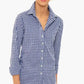 Camisa Ralph Lauren Feminina Easy Care de Algodão Gingham Azul Tamanho Grande