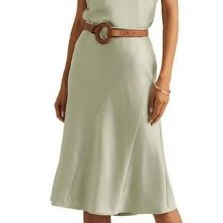 Saia midi de cetim feminina Ralph Lauren, verde, tamanho 12