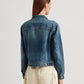 Jaqueta jeans feminina Ralph Lauren com bolsos e botões frontais, tamanho P, azul