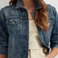 Jaqueta jeans feminina Ralph Lauren com bolsos e botões frontais, tamanho P, azul