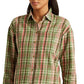 Camisa Ralph Lauren Feminina Xadrez Algodão Sarja Verde Tamanho Grande