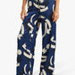 Calça feminina Ralph Lauren com estampa geométrica Charmeuse, perna larga, azul, tamanho pequeno