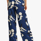 Calça feminina Ralph Lauren com estampa geométrica Charmeuse, perna larga, azul, tamanho pequeno
