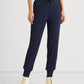 Calça jogger feminina Ralph Lauren de malha azul, tamanho médio