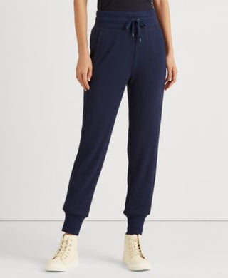 Calça jogger feminina Ralph Lauren de malha azul, tamanho médio