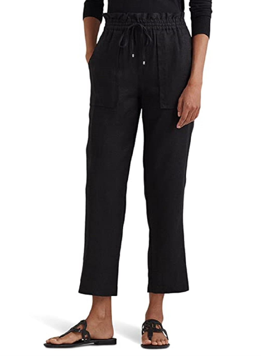 Calça Ralph Lauren Feminina de Linho Preta Tamanho 12