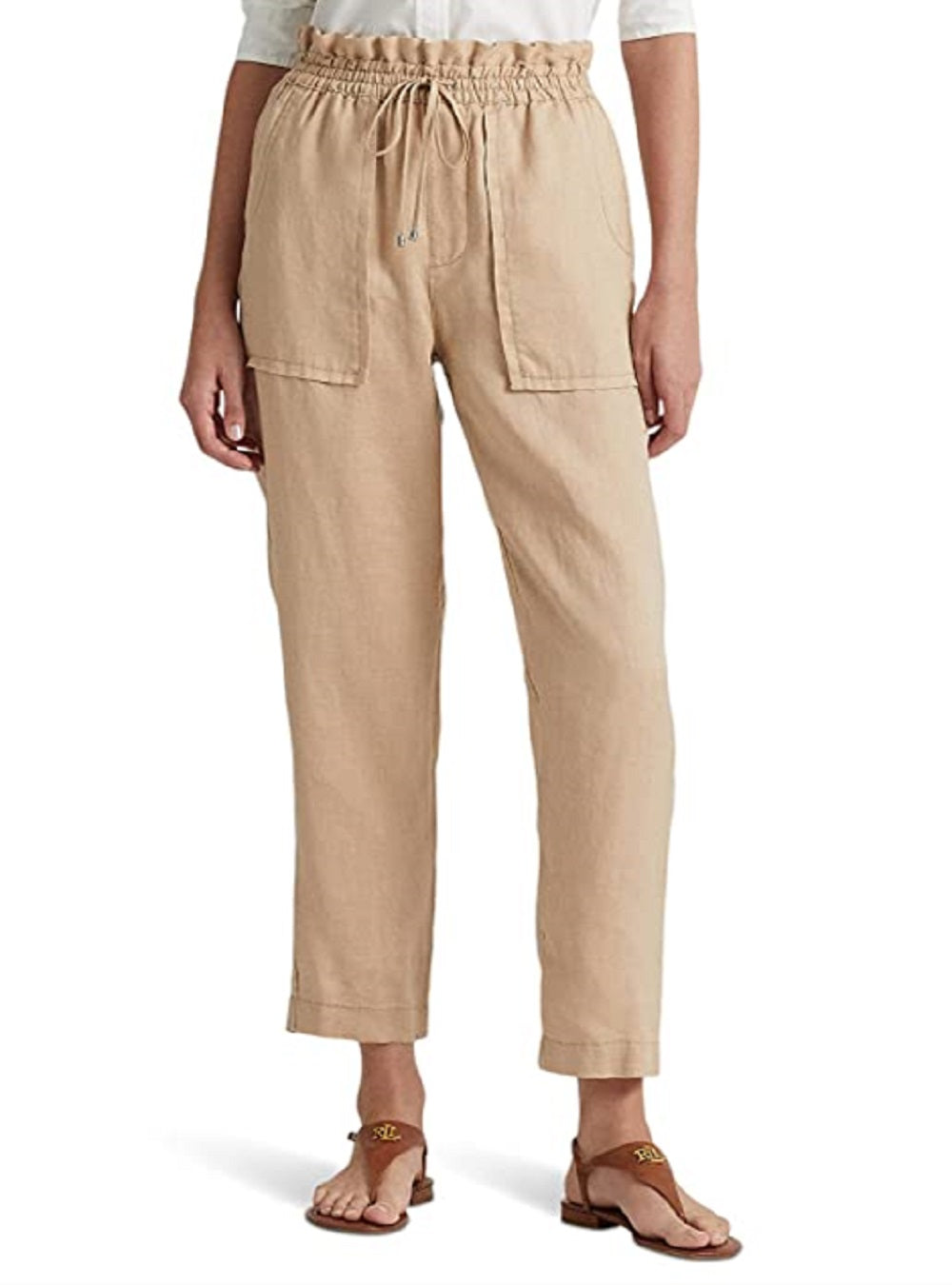 Calça Ralph Lauren Feminina de Linho Marrom Tamanho 14