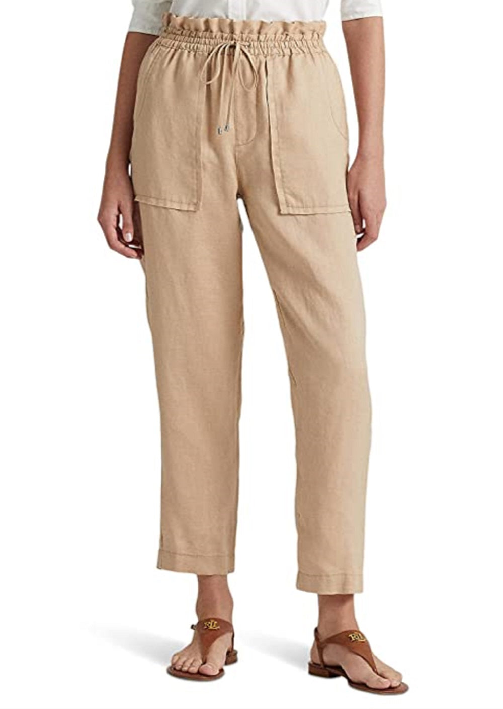 Calça Ralph Lauren Feminina de Linho Marrom Tamanho 8