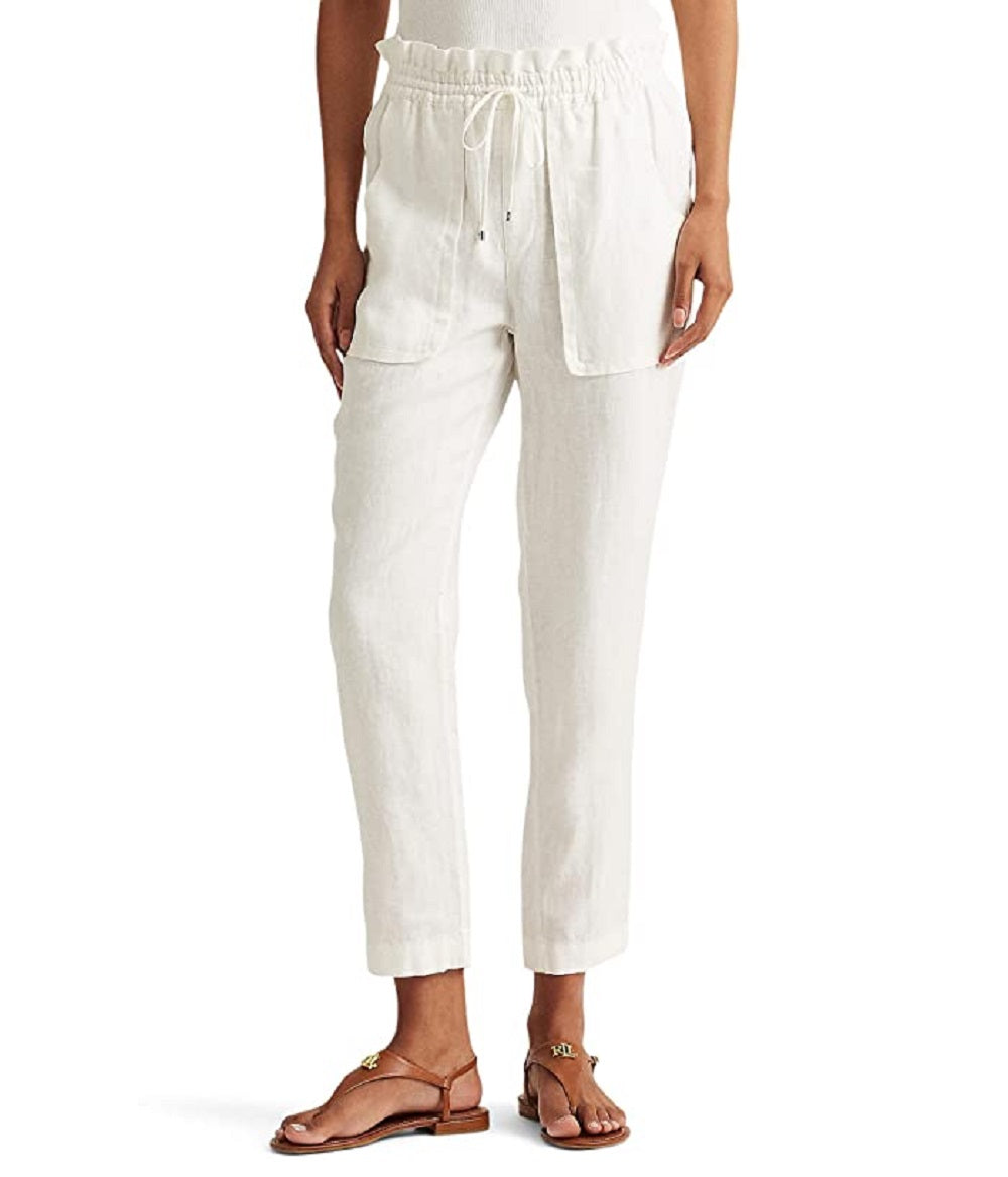 Calça Ralph Lauren Feminina de Linho Branca Tamanho 8