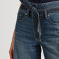 Calça jeans feminina Ralph Lauren com bolsos, perna reta, botões, amarração, cinto, cintura alta, azul, tamanho 18