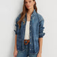 Camisa jeans feminina Ralph Lauren Paint Splatter azul tamanho grande