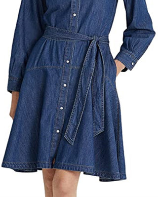 Ralph Lauren Women's Belted Denim Shirtdress Dress Blue Size 10
