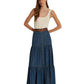 Saia jeans longa evasê Ralph Lauren feminina, azul, tamanho 4