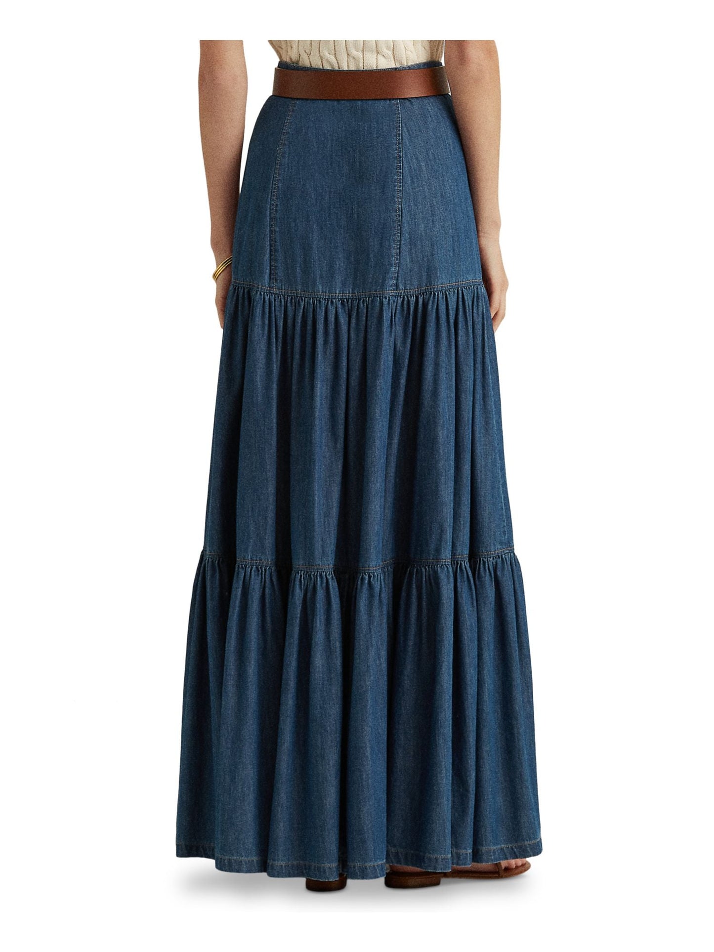 Saia jeans longa e evasê Ralph Lauren feminina, azul, tamanho 8