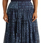 Saia Ralph Lauren Feminina Geo Print Crinkle Georgette Azul Tamanho 12