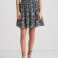 Saia de voile de algodão floral feminina Ralph Lauren, azul, tamanho 4