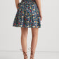 Saia de voile de algodão floral feminina Ralph Lauren, azul, tamanho 4