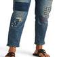 Calça Jeans Ralph Lauren Feminina Patchwork Relaxed Tapered Azul Tamanho 16
