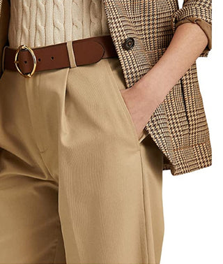 Calça Ralph Lauren Feminina Plissada Crepe Marrom Tamanho 12