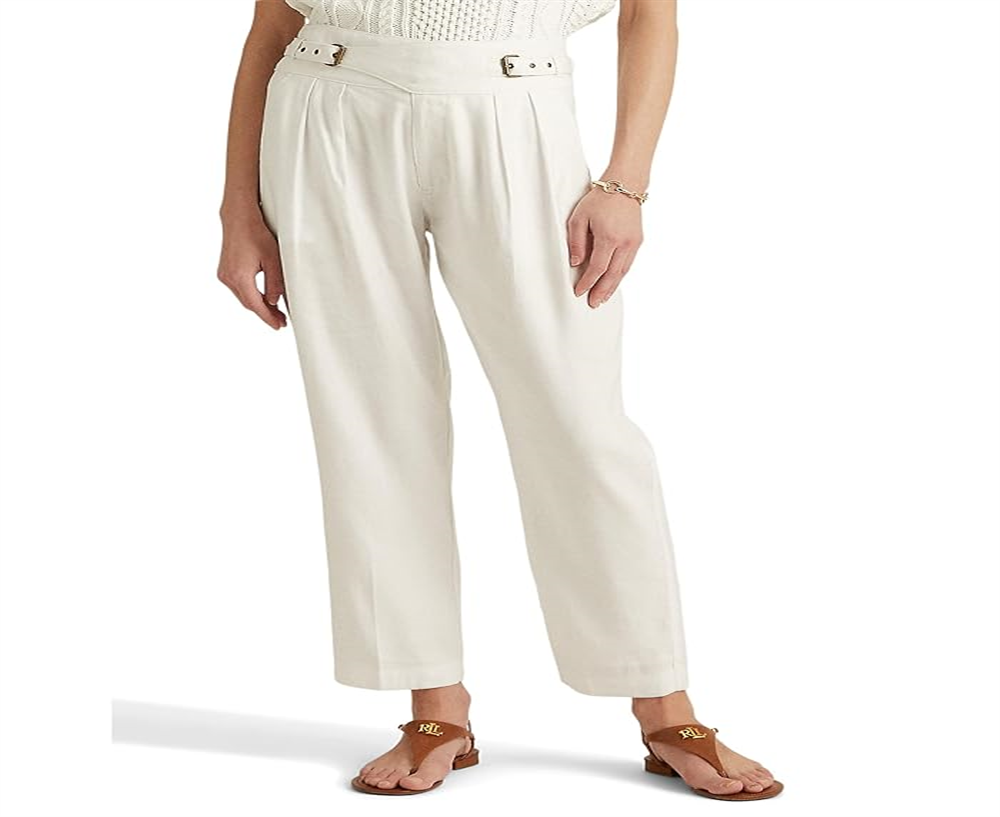 Calça Ralph Lauren Masculina Sarja Plissada Branca Tamanho 12