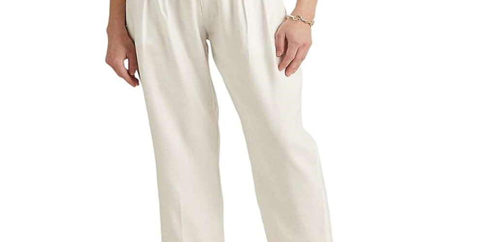 Calça Ralph Lauren Masculina Sarja Plissada Branca Tamanho 12