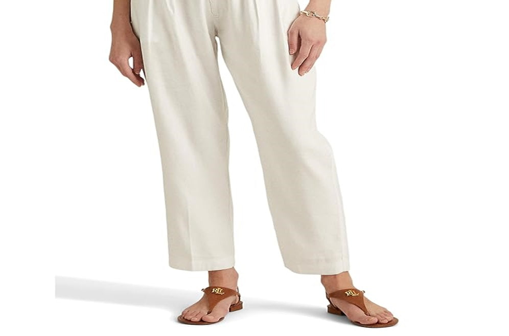 Calça Ralph Lauren Masculina Sarja Plissada Branca Tamanho 12
