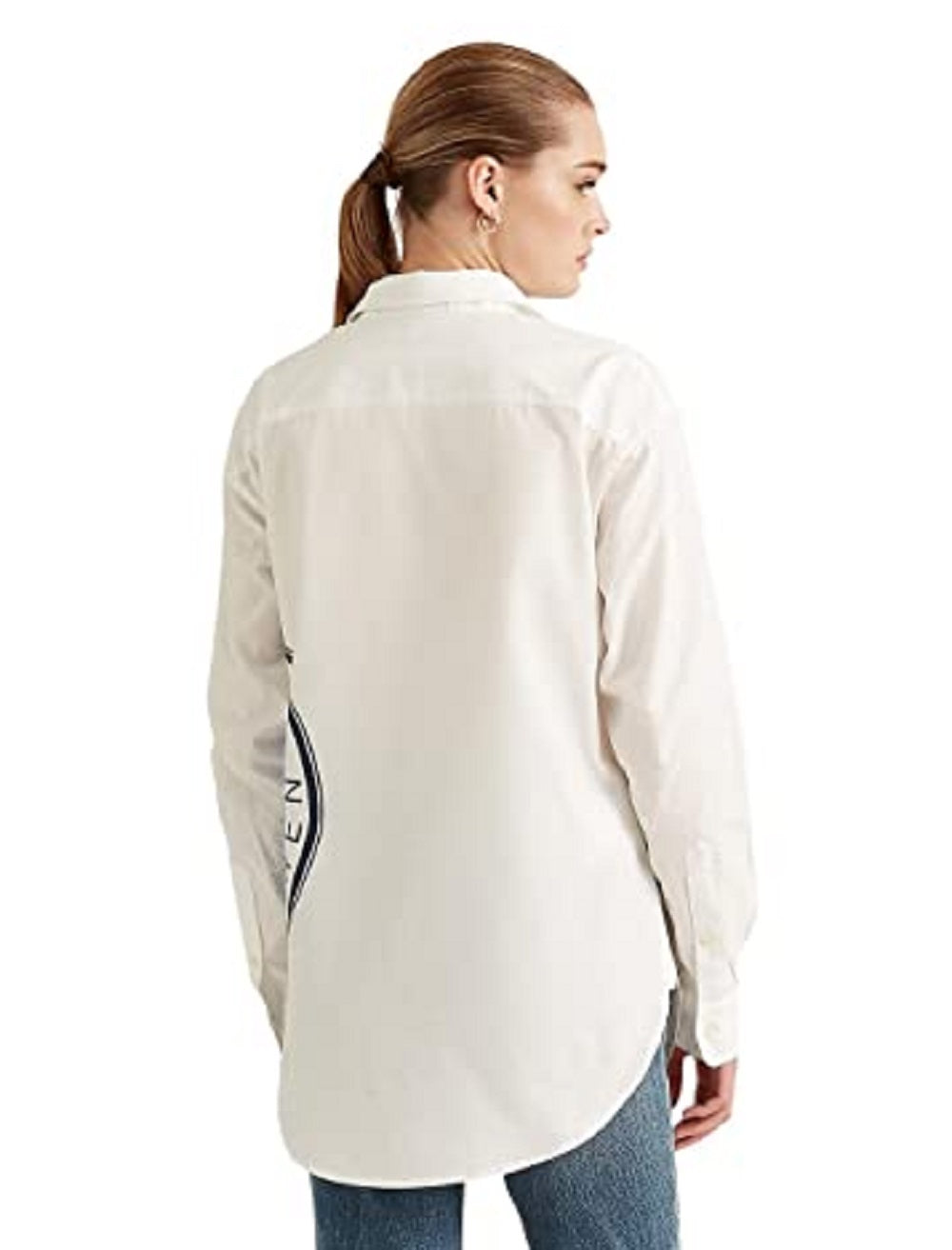Camisa Ralph Lauren Feminina de Algodão com Logotipo Broadcloth, Branca, Tamanho X-G