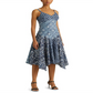 Vestido Ralph Lauren Feminino Estampado Patchwork de Linho Sem Mangas Azul Tamanho 10 Petite
