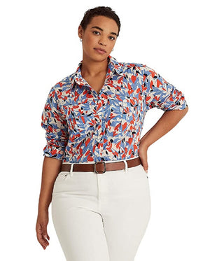 Camisa Ralph Lauren Feminina Floral de Voile de Algodão Tamanho Sortido 2X