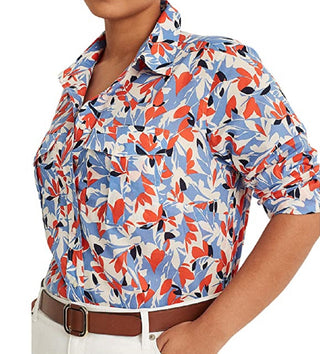Camisa Ralph Lauren Feminina Floral de Voile de Algodão Tamanho Sortido 2X