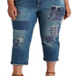 Calça Jeans Ralph Lauren Feminina Patchwork Relaxed Tapered Azul Tamanho 14W