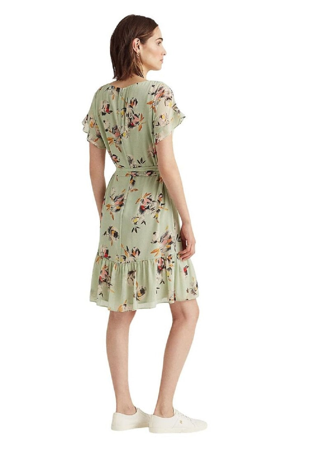 Vestido Ralph Lauren Feminino Floral Crinkled Georgette Verde Tamanho 12